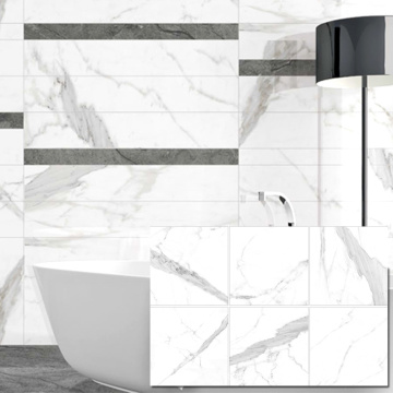 Kolasus Matte Vs Glossy Shower Bathroom with White Marble Tile